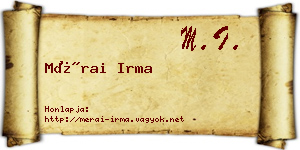 Mérai Irma névjegykártya