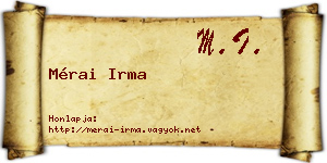 Mérai Irma névjegykártya
